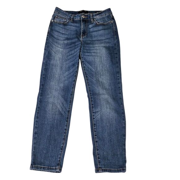 Judy Blue Jeans Womens 28 Blue Relaxed Fit‎ Mid Rise Dark Wash Stretch Straight - Picture 1 of 11